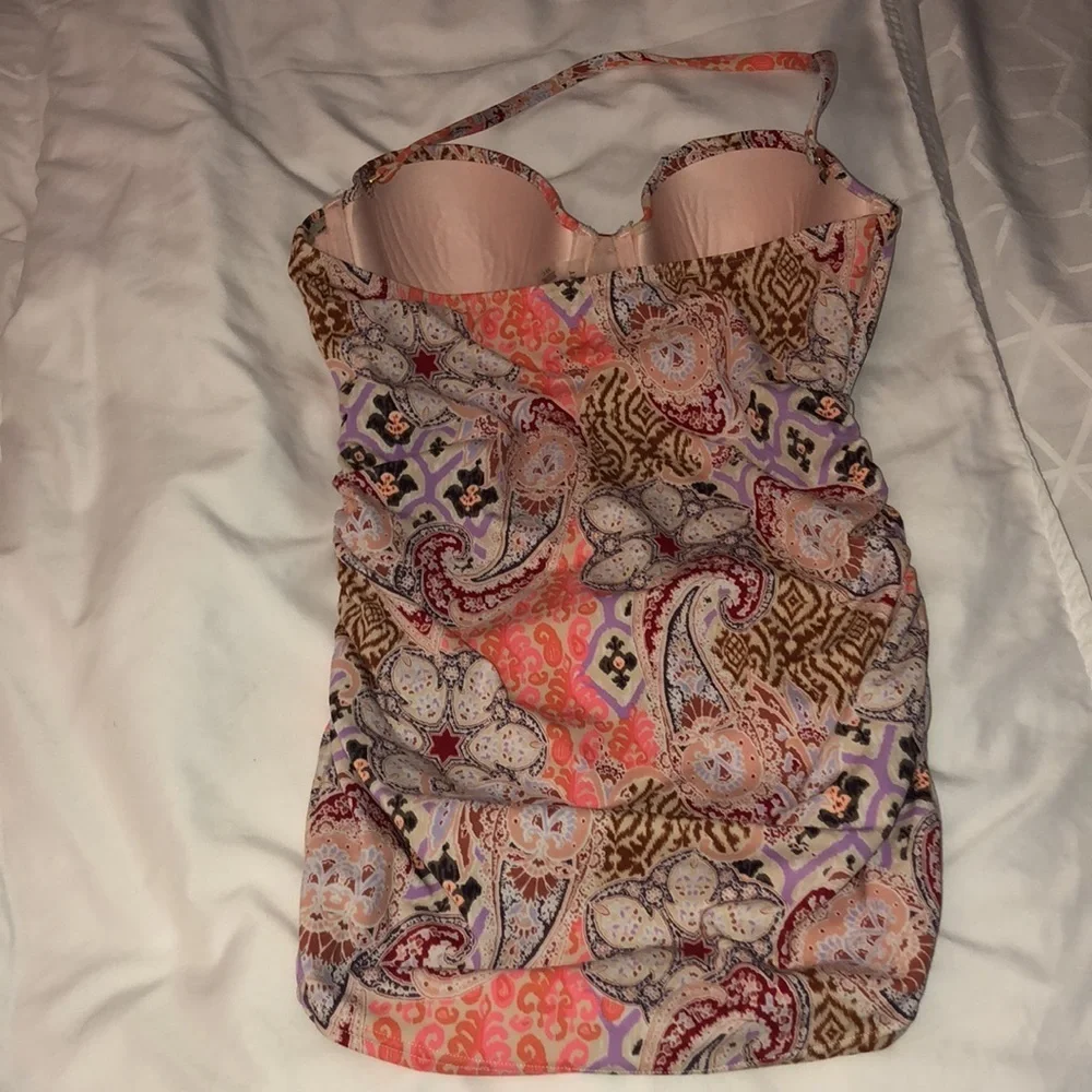 Victoria's Secret Bikini swim suit Colorful print no bottoms long top size 32C​​ - Picture 5 of 10